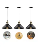 3 Pack Industrial Retro Black Iron Kitchen Restaurant Bar Balcony Hanging Pendant Light