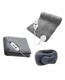 Pursonic Total Warmth & Comfort Bundle – Includes Electric Soft Microplush Heated Blanket Throw, Pursonic Electric Heating Pad & Portable Neck & Shoulder Massaging Wrap
