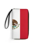 Flag of Mexico Wallet for Womens PU Leather Zip Around Wallers Clutch Wristlet Travel Long Purse