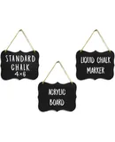 3 4x6 Small Chalkboard Hanging Signs, Double Sided Board, Blackboard