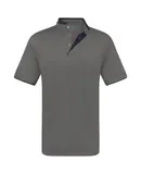 Mio Marino Men's Short Sleeve Henley Polo Shirt with Contrast-Trim-Dark Gray-XL