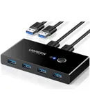 UGREEN USB 3.0 Switch Selector 2 Computers Share 4 USB 3.0 Ports KVM Switcher USB for PC Laptop Keyboard Mouse Printer Scanner One Button Switch Adapter with 2 Pack USB 3.0 Cables