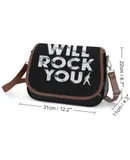 We Will Rock You Vintage Crossbody Bag for Women Medium Leather Hobo Bags Shoulder Bag Classic City Leather Satchels
