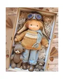 Waldorf Doll Handmade 100% Organic Cotton Dolls for 2+ Year Old Girls Rag Doll as Birthday Gifts Plush Figure Toys-Doll A