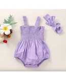 Baby Girls Lilac Smocked Romper with Headband
