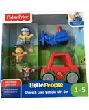 Fisher-Price Little People Share & Care Gift Set with Police Motorcycle & Pizza Delivery Car