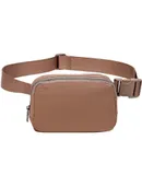 Men's and women's crossbody chest bag nylon large capacity running sports waist bag-brown