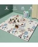 Washable Tummy Time Mat, Baby Play Gym with 6 Featured Toys and 12 Milestone Cards, Baby Gym for Infant & Toddler, Deluxe Larger Baby Play Mat, Baby Play Mats for Floor, Non Slip Mat