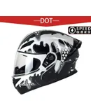 Motorbike folding full helmet, DOT + ECE approved, unisex racing modular street helmet with double visor, universal for men and women, two adjustments, universal for all four seasons（Black）