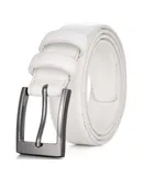 Mio Marino Men's Dual Loop Leather Belt-Alabaster-34