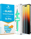 Power Theory Premium Tempered Glass Screen Protector for iPhone 14 Pro, Includes Easy Install Tray, 2-Pack