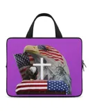 Eagle Statue of Liberty Flag Cross T-shirt Laptop Bag Women Man 10 12 13 15 17 Inch Office Notebook Travel Computer Handbag Waterproof Bag Notebook Cover