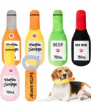 6 Pcs Squeaky Dog Toys Beer Bottle and Opener Design Dog Squeaky Toys Interactive Funny Dog Toys with Squeaker Plush Wine Champagne Dog Toy for Small and Medium Dog Playing, Without Stuffing