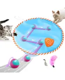 Interactive Cat Toys for Indoor Cats Kitten, Automatic Motion Cat Toy in Pouch Fast Rolling Ball in Play Mat Hide and Seek Mouse Catching Game with Chirping Stimulation, LED Lights, Auto On/Off(Pink)