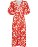 Rhode Women's Ina Filigree Midi-Dress, Red Caspain Lagoon Grande