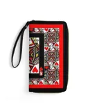 CASINO RED QUEEN OF HEARTS PATTERN RED-BLACK ART Wallet for Womens PU Leather Zip Around Wallers Clutch Wristlet Travel Long Purse
