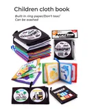 Baby Enlightenment Early Learning Black and White Cloth Book Infant Cognitive Tear with Rattle Paper Palm Cloth Book Suitable for Infants and Toddlers, Baby Gift Soft Toys （Six Packaging）