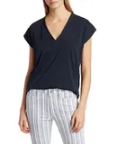 Frame Le Mid Rise V-Neck Tee In Navy