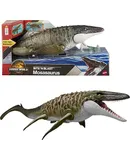 Mattel Jurassic World Rebirth Bite N Blast Mosasaurus Action Figure & Mini Dilophosaurus, Wide Jaw Dinosaur Toy, Movie-Accurate Posable, Digital Play