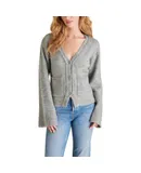 Steve Madden Odelia V-Neck Button Down Cardigan In Grey