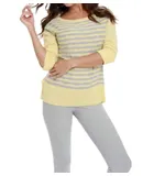 Angel Double Striped Sweater In Yello/gray