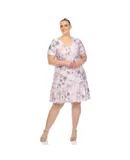 Plus Size Floral Short Sleeve Knee Length Dress