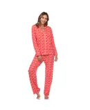 Women's Long Sleeve Heart Print Pajama Set