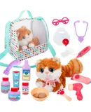 Simulated Pet Cat Feeding and Washing Toy Set for 3-6 Year Olds