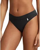 Polo Ralph Lauren Club Cotton Thong Panty In Onyx