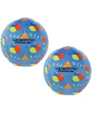 MIGHTYNO Stuff Ball \u2013 Squeaky Plastic Core. 2-in-1 Toy. Made Durable, Strong & Tough. Interactive Play (Tug, Toss & Fetch)& Floats (Celebration, Large 2 Pack)