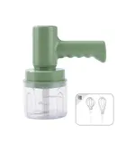Electric egg beater, household cream automatic whipper, handheld rechargeable mixing machine, electric garlic pounder, meat grinder-green(1th gear)