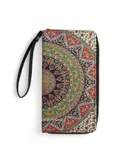 Multicolor Bohemia Wallet for Womens PU Leather Zip Around Wallers Clutch Wristlet Travel Long Purse