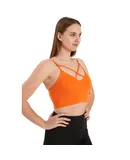 Juniors' and Women's Lightly Padded Workout Wear, Crisscross Front Plunge Neck Top