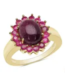 14k Yellow Gold Plated 5.07 Carat Genuine Ruby .925 Sterling Silver Ring