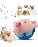 Active Moving Pet Plush Toy, 2024 New Squeaky Moving Dog Ball Toy Interactive Dog Puppy Toys Washable Cartoon Pig Plush Sound Electronic Dog Toy Shake Bounce Boredom Talking Toys (Blue, 2Pcs Pig)