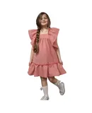 Flutter Sleeve Girl's Dress, Summer Seersucker Style Dress
