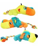 Dog Toy Plush Squeaker Fatheadz with Rope Tail Choose Dog Monkey Lion or All 3 (Set of All 3 Toys)