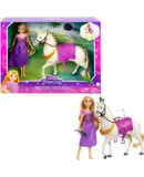 Disney Princess Rapunzel Doll with Maximus Horse, Pascal Figure, Brush and Riding Accessories