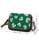 Clover Leaf Hand Drawn Doodle Vintage Crossbody Bag for Women Medium Leather Hobo Bags Shoulder Bag Classic City Leather Satchels