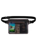 Waterproof Pouch with Adjustable Waist Strap, Waterproof Dry Bag, Keeps Cell Phones and Valuables Safe and Dry, Perfect for Kayaking, Beach, Camping and Swimming-semi-transparent black