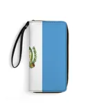 Flag Of Guatemala Wallet for Womens PU Leather Zip Around Wallers Clutch Wristlet Travel Long Purse