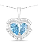 2.66 Carat Genuine Blue Topaz And White Topaz .925 Sterling Silver Pendant