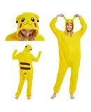 Adult Onesie Halloween Costume - Plush One Piece Cosplay Suit for Adults, Men and Women，Pikachu,XL