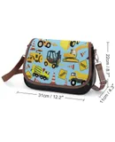 Construction Trucks Vehicles Pattern - Excavator Dump Truck Backhoe And More Vintage Crossbody Bag for Women Medium Leather Hobo Bags Shoulder Bag Classic City Leather Satchels