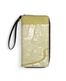 New Orleans Map Gold Wallet for Womens PU Leather Zip Around Wallers Clutch Wristlet Travel Long Purse