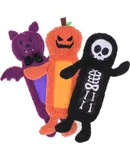 Stuffless Halloween Dog Squeaky Toys for Small Medium Dogs, Crinkle Puppy Chew Toy, 3 Pack Cute Animals Shape Soft Pet Plush Teething Toys(Skeleton & Pumpkin & Bat)