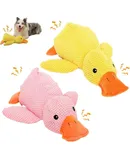 Cute Yellow Calming Duck Dog Toy, Cute Yellow Calming Duck, 2024 New Quack-Quack Duck Dog Toy, Cute Calming Duck Dog Toy with Soft Squeaker, Interactive Dog Toys for Indoor Small Dogs (Yellow+Pink)