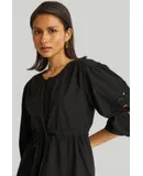 Shirt Dress with Balloon Sleeves in Black