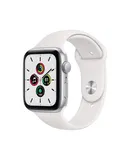 Apple Watch SE (GPS, 44mm) - Space Gray Aluminum Case with White Sport Band (Renewed)