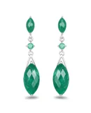 8.52 Carat Dyed Emerald & Emerald .925 Sterling Silver Earrings